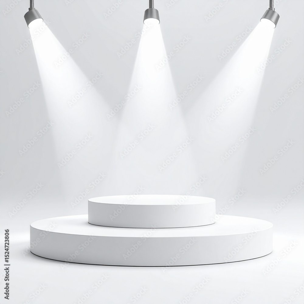 Fototapeta premium White product display podium with spotlight for product presentation