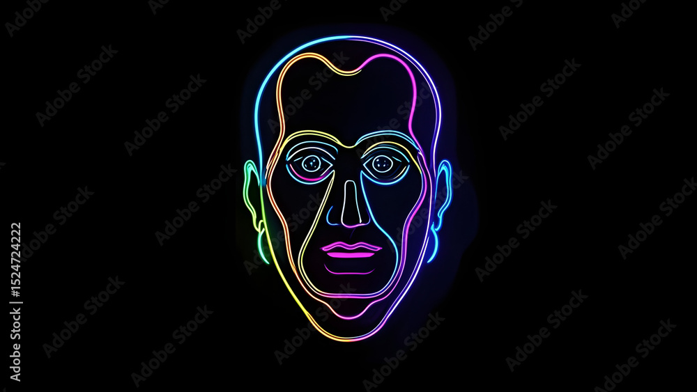 Fototapeta premium Neon Face Abstract Art