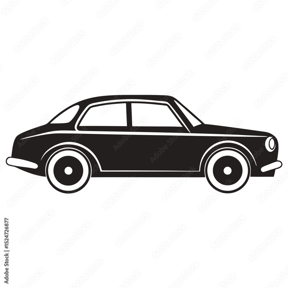 Obraz premium Simple Black Silhouette of a Car Minimalist Design on White Background