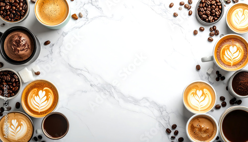 Flat lay composition of a coffee shop menu with printed design
