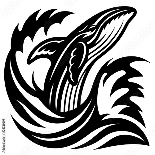 Humpback Whale Ocean Wave Tribal Art
