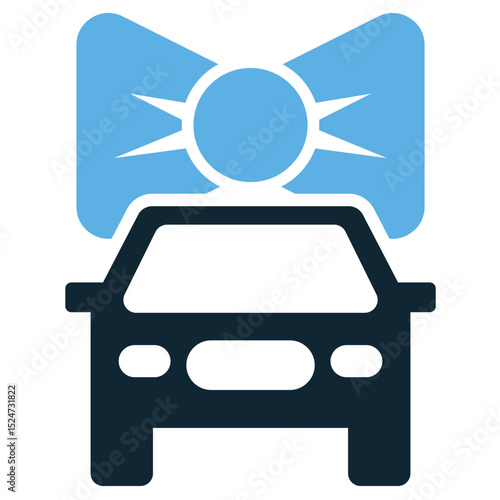 Car gift icon vector for automotive present, celebration, and festive surprise. Ideal for car sale promotions, dealership events, and vehicle giveaway visuals.