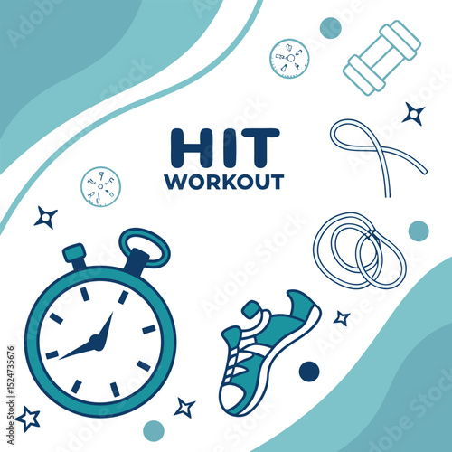 Illustrated HIIT workout timer concept