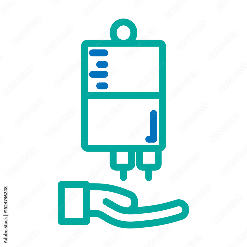 Fototapeta premium Blood Donation Bag Vector Line Blue Bluish Green Icon Design