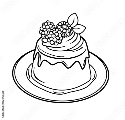 a plate of pudding with raspberry topping