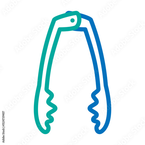 Tongs Vector Line Blue Bluish Green Icon Design