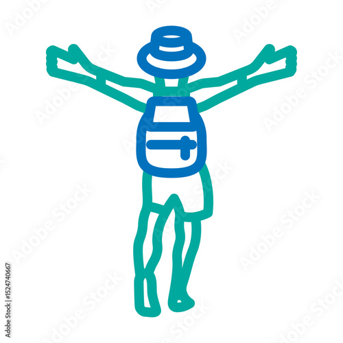 Tourist  Vector Line Blue Bluish Green Icon Design