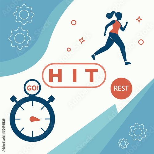 Illustrated HIIT workout timer concept