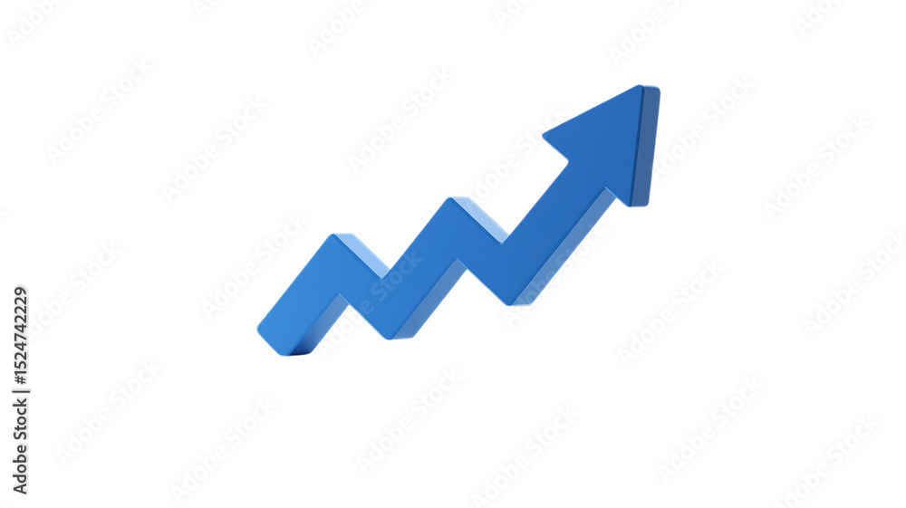 Blue Growth Arrow and Bar Chart Isolated on Transparent Background Blue Growth Arrow and Bar Chart Isolated on Transparent Background