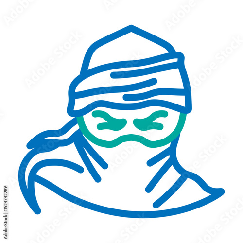 Robber Vector Line Blue Bluish Green Icon Design