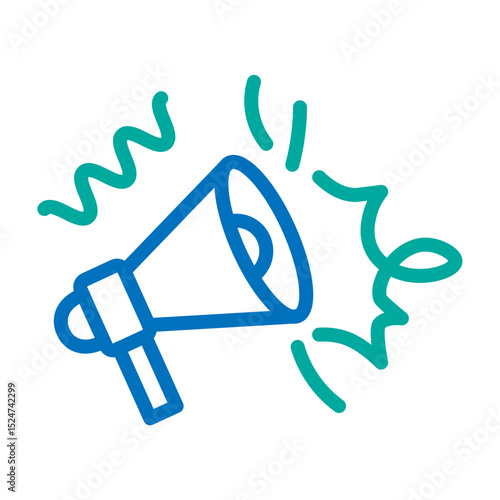 Announcement Vector Line Blue Bluish Green Icon Design