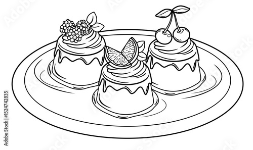 one plate of pudding with fruit topping