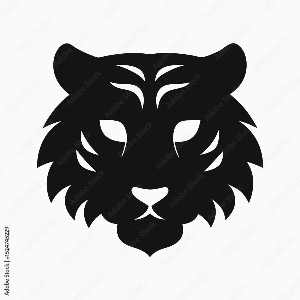 Fototapeta premium Majestic Tiger Head Silhouette A Powerful Black and White Illustration