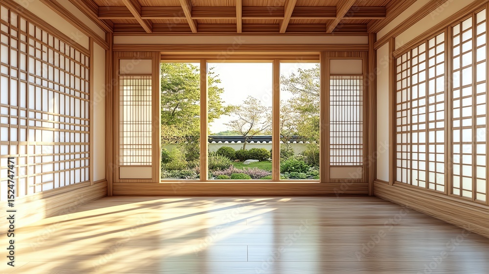 Fototapeta premium Serene interior showcasing traditional design.