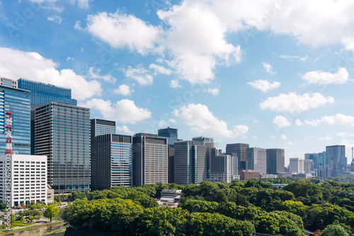 都心から望む大手町・丸の内の都市景観