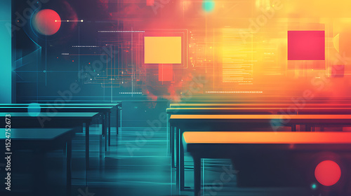 Modern education abstract background for e-learning and digital classroom reflecting the dynamic shift towards technology-driven learning with modern abstract design and digitally inspired elements.