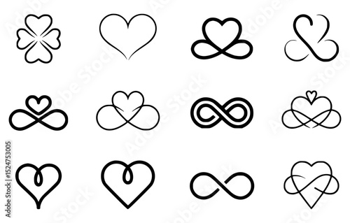 Collection of elegant heart and infinity symbol vector designs