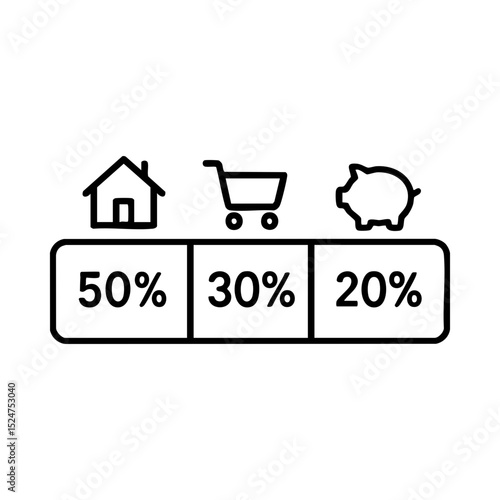 50 30 20 budget rule infographic icon