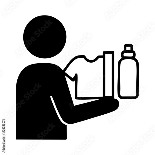 Decluttering by sorting personal belongings icon