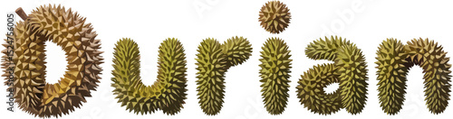 Durian fruit typography creative design exotic food tropical fruit isolated white background delicious 100 editable stock vector illustration
