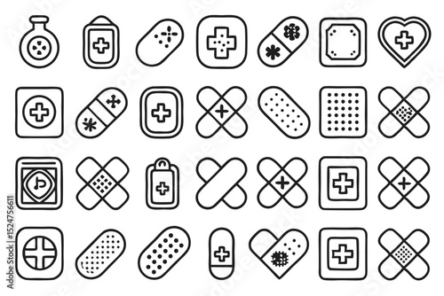 Editable medical patch and plaster design isolated on transparent background