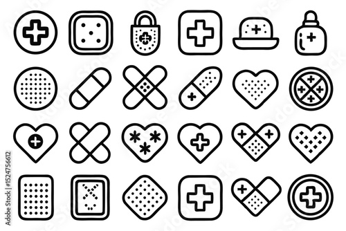 Editable medical patch and plaster design isolated on transparent background