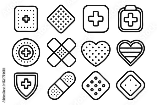 Editable medical patch and plaster design isolated on transparent background