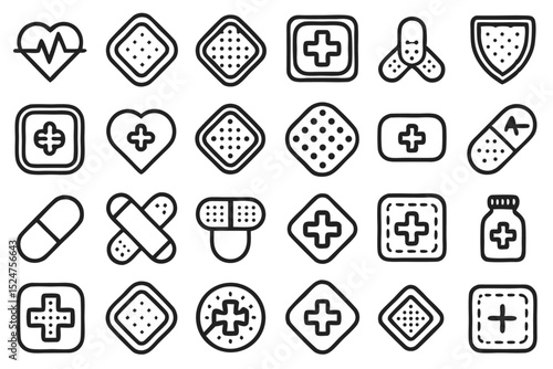 Editable medical patch and plaster design isolated on transparent background