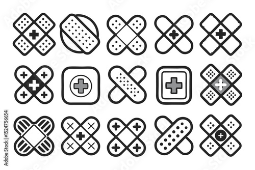 Editable medical patch and plaster design isolated on transparent background