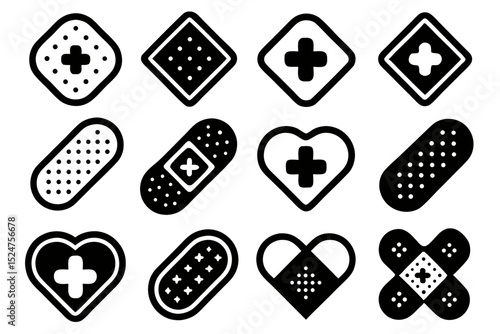 Editable medical patch and plaster design isolated on transparent background