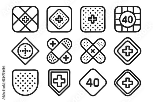 Editable medical patch and plaster design isolated on transparent background