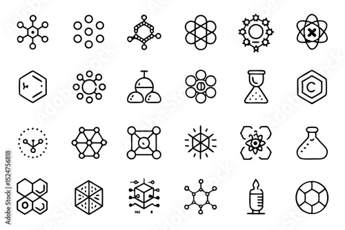 Editable cell atom protein molecule design isolated on transparent background