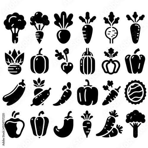 fresh vegetable icon set