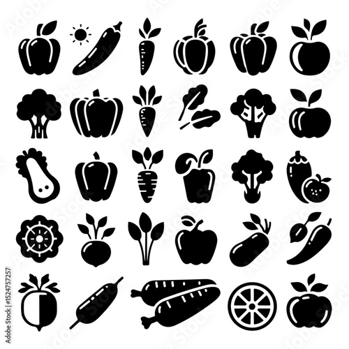 fresh vegetable icon set