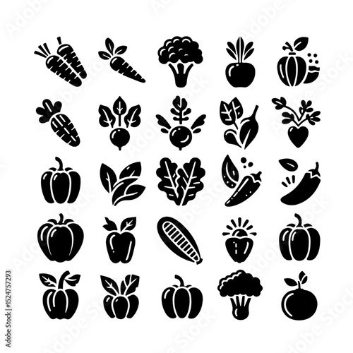 fresh vegetable icon set