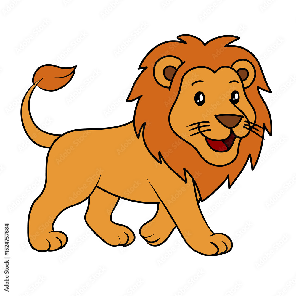 Obraz premium animal Lion Coloring Pages For Kids. Lion Coloring Book Printable. Lion Icon.white isolated background