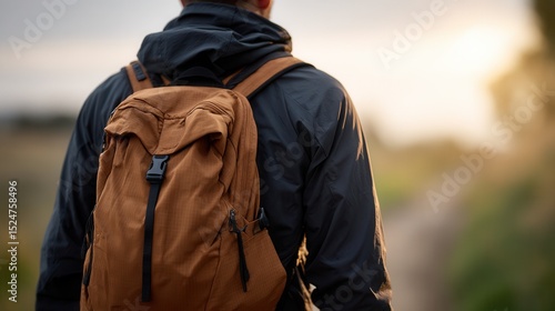 Wallpaper Mural Lone traveler with backpack at sunrise on countryside path. Torontodigital.ca
