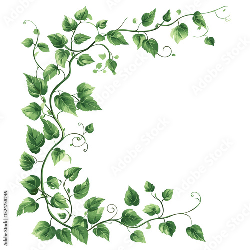 A vine plant border with the earth, vector style simple color