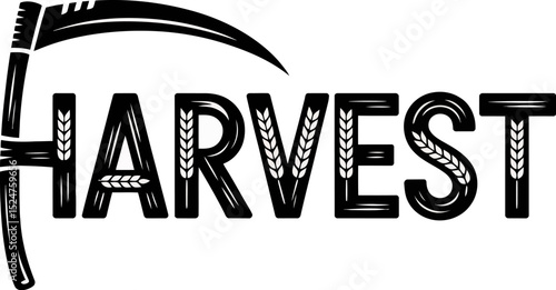Harvest season agriculture farming crops reaping scythe autumn fall countryside rural farm fresh 100 character editable stock vector illustration
