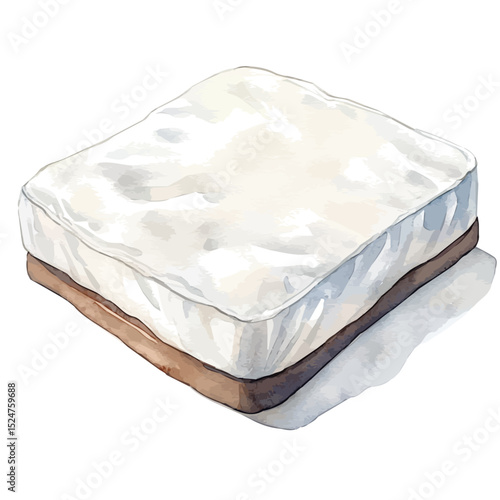 Mattress Protector, watercolor painting vector, high quality, isolated on a white background.