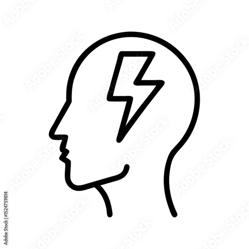 Lightning of intuition over head icon vector illustration