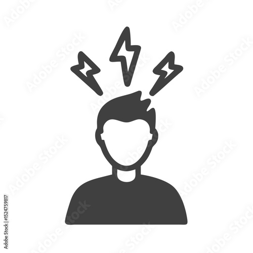 Intuition with lightning bolt head icon vector illustration