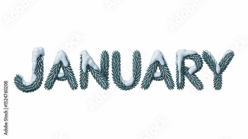 January winter snow christmas pine tree holiday season calendar month cold weather decoration art editable stock vector illustration