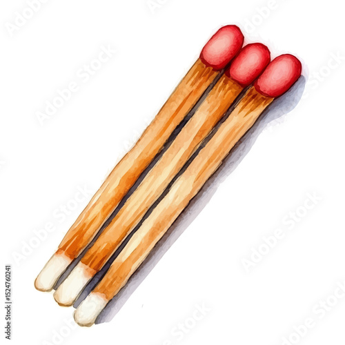 Matches, watercolor vector, high quality, isolated on a white background.