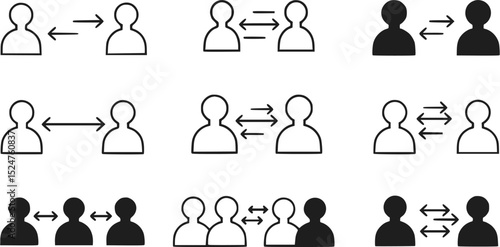 Communication Icons: Person to Person Interaction Symbols