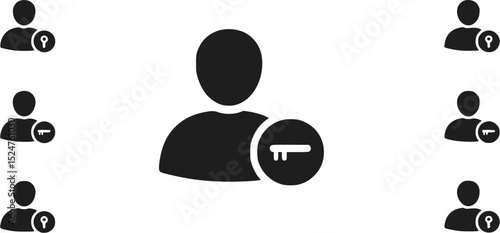 User account access control icons, security concept, vector illustration