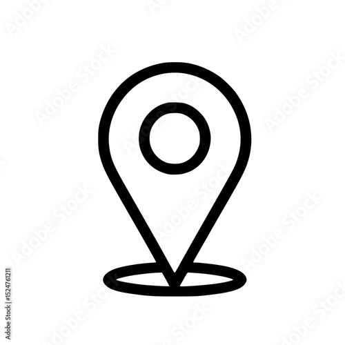 Clean Line Art Location Pin Icon – Modern GPS Symbol for Maps, Navigation, and Web Interfaces