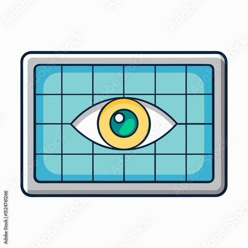 Eye grid biometric retina scanning icon vector illustration