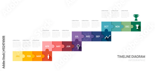 Infographic Timeline diagram calendar with gantt chart template for business. presentation vector infographic.