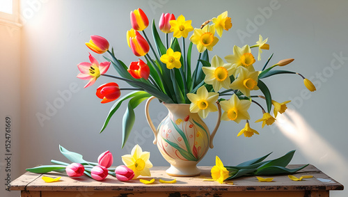 daffodils and easter eggs